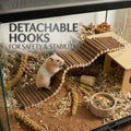 Hamster Hideout Tunnel and Hamster Bridge Set, Wooden Hamster Cage Accessories, Hamster Platform and Hamster Toys, 2-Cha