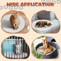 Abbylike 3 Pack 14" Round Cat Dog Bed Cushion Pad Mat Faux Rabbit Fur Pet Sleeping Mat with Small Ball Warm Plush Anti Slip Washable Cat Tree Tower Replacement Cushion Pad for Carrier Crate, White