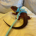 Bearded Dragon Harness and Leash Set - Soft Fleece Dinosaur Vest with Safe Bell Adjustable Lizard Traction Rope Escape P