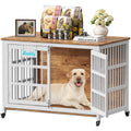 EasyCom 48"/42"/33" XXL Heavy Duty Dog Crate Furniture with Casters, Dog Kennel Indoor for Large Dogs, Escape-Proof and Chew-Proof Dog Cage for high Anxiety Dog, Decorate House as TV Stand, End Table