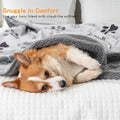 CAPT.SNOOZE Waterproof Dog Blankets Pet Blanket 50"x60", Soft Fluffy Sofa Car Bed Protector, Reversible Sherpa Fleece Dog Blanket for Large Dogs(Light Grey-Paws)