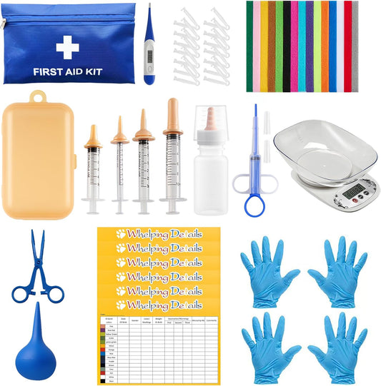 52pcs Puppy Whelping Supplies,Whelping kit,Puppies Birth,Kitten Dog Supplies,Puppy kit,Bottle Feeding kit for Newborn Pu
