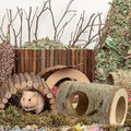 Natural Wooden Hamster Tunnel,Wood Hamsters Hideout Tube,Small Animal Hollow Tree Trunk Holes Exercise Mouse Chew Toys C