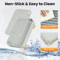 Aothey Litter Box Step, Litter Box Ramp/Catcher with Wooden Base, Anti-Tracking & Easy to Clean, Ideal for Small & Elderly Cats (Grey)