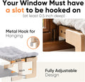 FUKUMARU Cat Window Perch, Sturdy Wood Hammock Window Bed for Indoor Cats