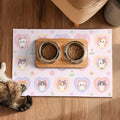 HOMETITUTE Cat Feeding Mat Pink Heart Kitten Bowl Placemat 20 x 12 Inch