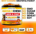 Omega 3 for Dogs - Fish Oil for Dogs Chews - Allergy and Itch Relief - Anti Shedding Supplement - Joint Health - Dry Itchy Skin and Coat Supplement - Salmon Oil - EPA & DHA - Made in USA