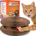 Kitty&Scratch Cat Scratcher Toy | Cardboard Cat Toy with Ball Track with Bell | Kitty Kurlz | Kitty Curls Style Accordion Toy | Expandable Reversible Cardboard Scratcher for Cats & Kittens
