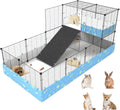 2-Story Guinea Pig Cages with Tarp, Large C&C Loft Cage for Rabbit Bunny Puppy Small Animal Indoor Dog Playpen Pet Exerc