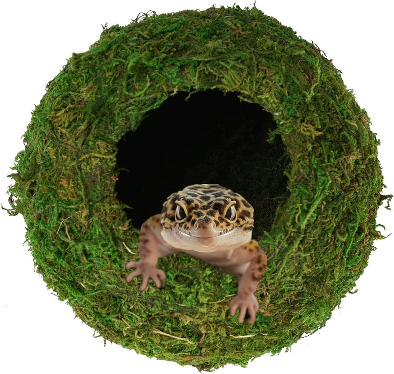 USMOLA Mossy Caves, Artificial Green Moss Caves Hide for Pet Reptile Frogs and Snakes, Terrarium & Vivarium Decor, Crest