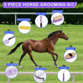 Horse Grooming Kit, 9-Piece Horse Brush Set with Tote Bag, Purple