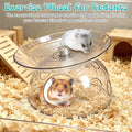 Hamiledyi Hamster Flying Saucer with Hideout House Plastic Hamster Wheel Small Animal Silent Running Wheel Gerbil Exerci