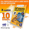 Heavy Duty Cat Scratch Deterrent Furniture Protectors for Sofa, Doors, Clear Couch Protectors from Cats Scratching, Anti Cat Scratch Tape Guards (Transparent, 10 Sheets 17x12)