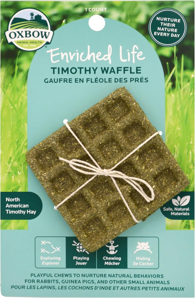 Oxbow Timothy Hay Waffle, Rabbit & Guinea Pig Toys, Bunny Enrichment Toy