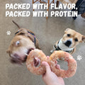 Pawmate Dog Treats Large Breed, Chicken Wrapped Rawhide Donut Rings, Rawhide Dog Chews Long Lasting, Grain Free Training Snacks with Taurine for Medium Large Dogs, 4 Counts