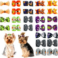 PET SHOW 20pcs Halloween Small Dog Hair Bows with Rubber Bands for Medium Dogs Holiday Puppies Cats Kittens Rabbits Topk