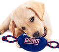 Pets First NFL New York Giants Football Dog Toy, Tough Quality Nylon Materials, Strong Pull Ropes, Inner Squeaker, NFL T
