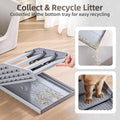 TAILRYTH Adjustable Litter Box Step, Elevated Cat Ramp/Stairs with Filter Function, Anti-Tracking, Easy to Clean, Fits Automatic Litter Boxes, for Small & Elderly Cats, Non-Slip(Grey)