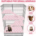 JarThenaAMCS 7 Pcs Bow Ferret Cage Liner Set Ferret Critter Nation Cage Accessories Kit Pink Bowknot Washable Double Uni