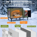 Heated Cat House for Outside, Insulated Large Elevated Waterproof Feral Cat Shelter with Heated Pad, Safe Escape Door Al