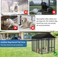 Outdoor Dog Kennel Cover 10'D x 10'W Black Dog Kennel Replacement Top Cover Waterproof Windproof Anti-UV Compatibe for M