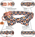 ADOGGYGO Halloween Dog Collar, Checkered Pumpkin Dog Bow Tie Collar, L