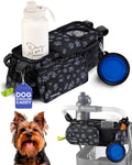 Dog Stroller Caddy Organizer with Poop Bag Dispenser, Treat Pocket, Water Bowl – Dog Stroller Accessories with Insulated Cup Holders, Pet Storage & Non-Slip Fit for 14"-19" Wide Handlebars - Paws