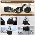 Top and 2 Sides Expandable Pet Carrier 17x11x9.5, TSA Airline Approved Small Dog Carriers for Small Dogs, Soft-Sided Cat Carrier with Self-Locking Zippers for Kitten,Rabbit, Puppy, Guinea Pig Black