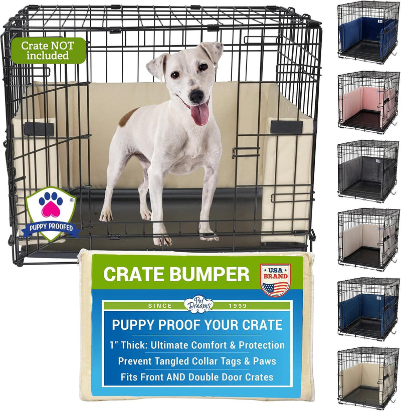 Pet Dreams Dog Crate Bumper - Patented Comfy Liner & Dog Tail Protector for Inside Crate, Fits iCrate Cages 18, 24, 30, 
