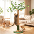 YAQUHO Tall Cat Scratching Post 51 Inch, Cat Scratching Post for Indoor Cats Adults, Sisal Cat Scratcher with Heavy Duty Stable Base & Hanging Toys & Self Grooming Brush for Kittens Medium Large Cats