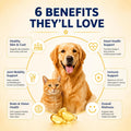 GJYC PET Fish Oil for Dogs & Cats – Deep Sea Omega-3 EPA & DHA for Skin & Coat Health – Daily Wellness Supplement with Vitamins A, D3 & E – 60 Softgels