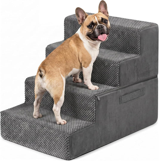 Foldable Dog Stairs for Small Dogs,Pet Steps for Bed & Couch,4-Step