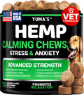 Advanced Calming Chews for Dogs - Hemp Dog Calming Chews - Anxiety Relief Treats with Melatonin, Hemp Oil - Separation Aid, Stress, Hip and Joint Supplement for Canine Health Support - Made in USA