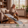Foldable Dog Ramp,5 Level Adjustable Wooden Portable Pet Stairs for Smal Dog,Wide Portable Pet Ramp for Couch, Pet Ramps