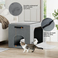 Hidden Cat Litter Box Enclosure with Cat Bed, Foldable Fabric Cat House