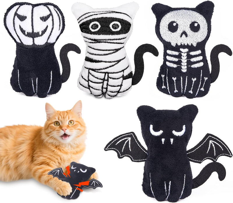 Retro Shaw Catnip Halloween Cat Toys, Goth Kitten Toy for Indoor Cats,4PCS