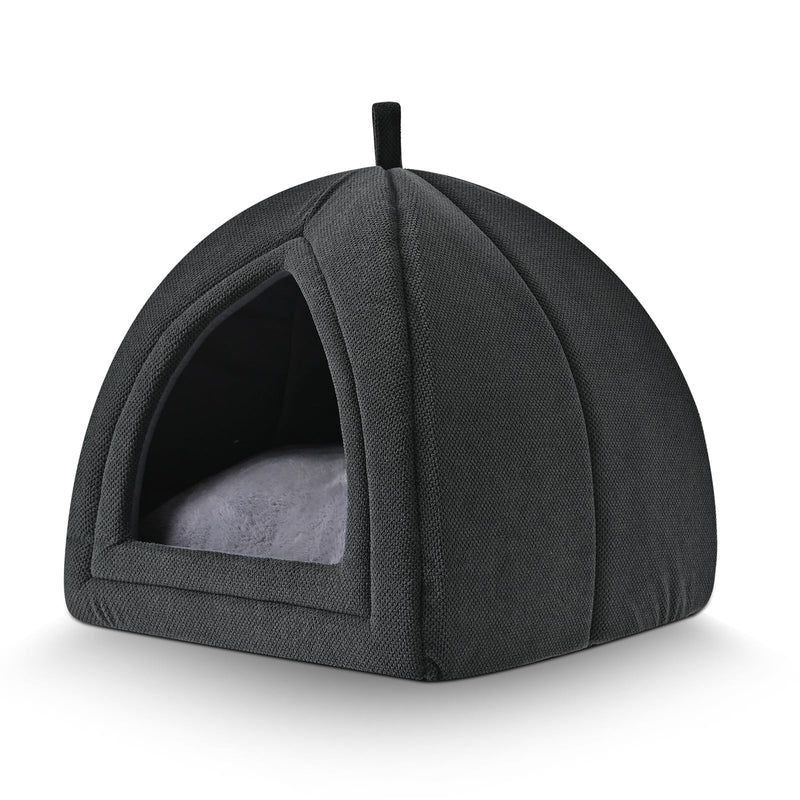 Amazon Basics Cat Cave Bed, 2-in-1 Foldable House for Indoor Cats, with Washable Cushion and Non-Slip Base, 15 x 15 Inches, Small