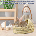 kathson Rabbit Grass House Bunny Woven Hay Bed Guinea Pig Hideout Hand Woven Natural Grass House for Hamster and Small A