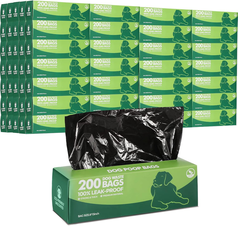 Sherr 20 Rolls 4000 Ct Dog Poop Bags Leak Proof,Black,12 X 8 Inches