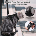 Dotoner Escape Proof Cat Harness and Leash Set Adjustable Soft Mesh Vest for Walking Safe Travel Vet Visit with Reflective Strips for Cats and Kittens(Black-M)