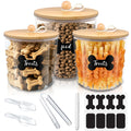 HOYTAMDAR 3 Pack Airtight Dog Food Storage Container, Dog Treat Container Dog Food Containers with Bamboo Lids 8x7''&6x5'',Pet Food Storage Container,Cat Food Container with Scoops,Clamp,Labels,Pen