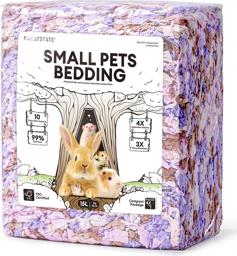 BUCATSTATE Hamster Bedding 15L, 99% Dust-Free Paper Bedding, Wildflower