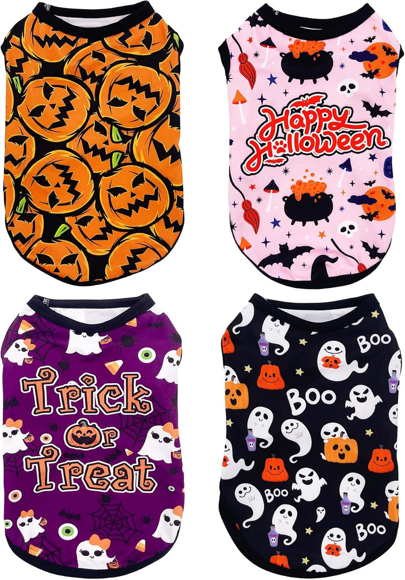 PET SHOW 4 Pack Halloween Dog Shirts for Medium Dogs Boy Girl