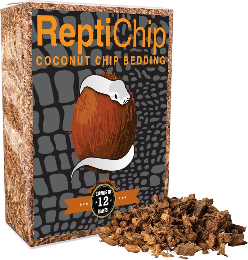 ReptiChip Reptile Bedding Loose Coconut Chip 12 Quart Coco Husk Substrate Mulch for Snake Habitat, Ball Python Terrarium