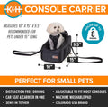 K&H Pet Products Center Console Dog Car Seat for Small Dogs & Cats, Secure Armrest Booster Pet Carrier with Safety Tether, Zippered Enclosure, 2 Pockets, Washable Plush Pad, for Pets Under 8 lbs.