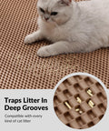 Cooyes Cat Litter Mat - Cut to Fit Any Place, 35"x23" Large Litter Trapping Mat for Litter Box, Easy to Clean, Waterproof & Non-Slip Kitty Pad, Scatter Control to Protect the Floor (Khaki)