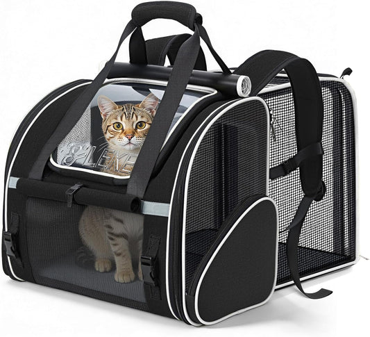 Lekereise Expandable Cat Backpack Carrier for Cats and Small Dogs up to 18 lbs, Breathable Pet Carrier Backpack with Ext