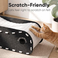 FUKUMARU Cat Beds for Indoor Pets 31.5 Inch, Extra Long Cozy Cat Bed Cave Tunnel for Multiple & Large Cats, Felt Kitten Hideaway House with Fluffy Ball, Scratch Resistant, Warm & Safe, Black