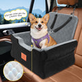 NEEZUKAR Dog Car Seats for Small/Medium Dogs, Elevated Memory Foam Dog Booster Seat, Detachable Washable Pet Car Seat with Safety Belts & Storage Pockets (Black-Gray)