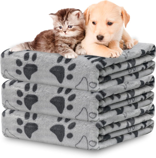 3 Pack Blanket for Large Dogs Soft Reversible Cute Paw 40"x31"